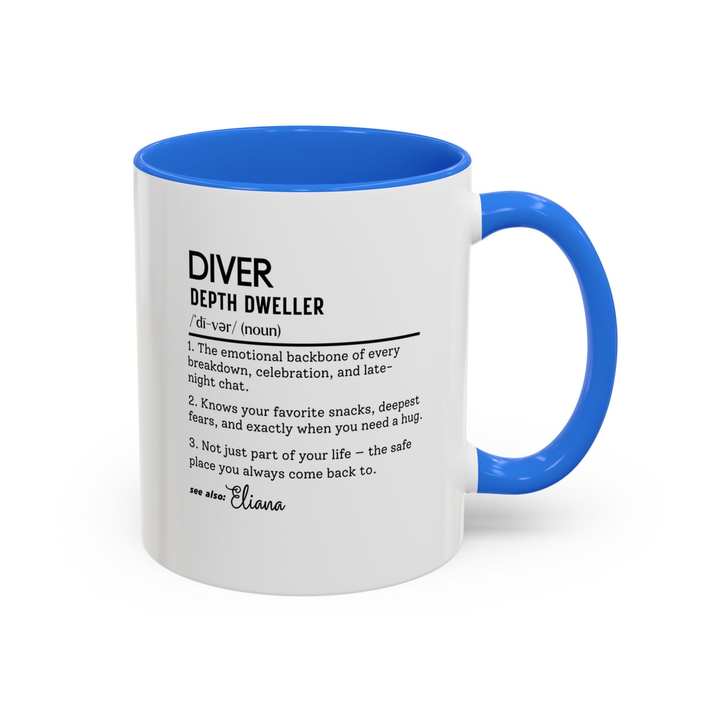 Diver Dictionary Mug, Funny Depth Dweller Coffee Cup, Custom Ocean Lover Mug Gift, Colorful Mugs (11oz, 15oz), Scuba Diver Gift