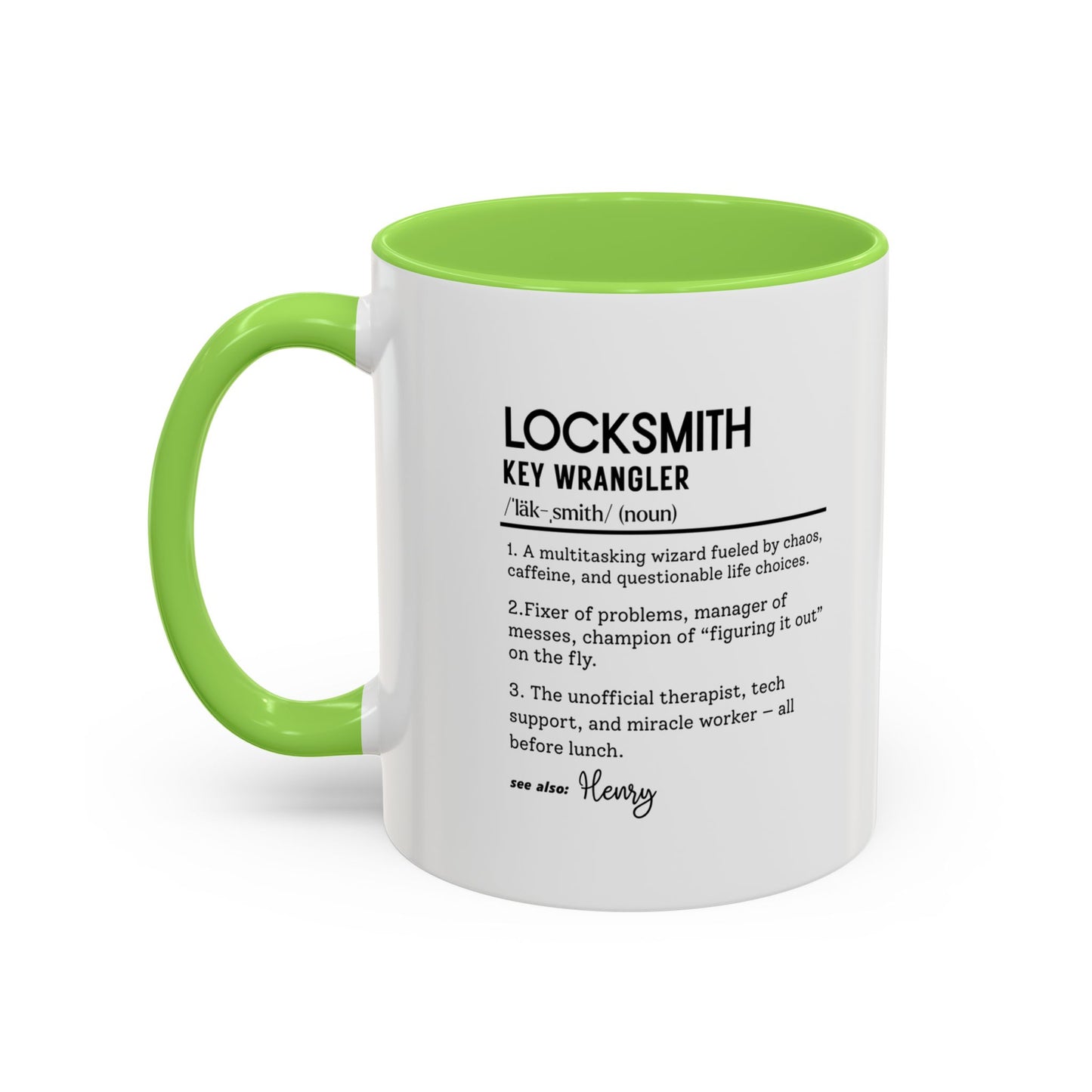 Custom Locksmith Dictionary Mug, Funny Key Wrangler Mug, Personalized Coffee Cup Gift for Locksmith, Punny Tradesman Mug