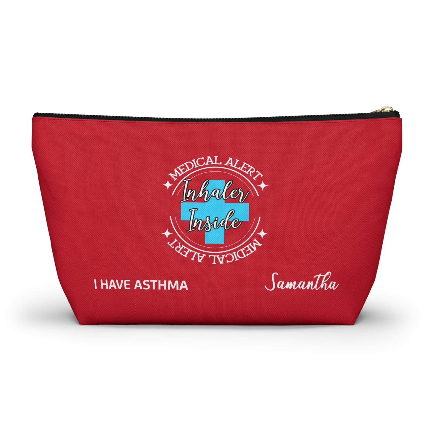 Personalized Medical Alert Inhaler Pouch for Asthma Samantha Emergency Respiratory Kit Inhaler Storage Travel School Ready
