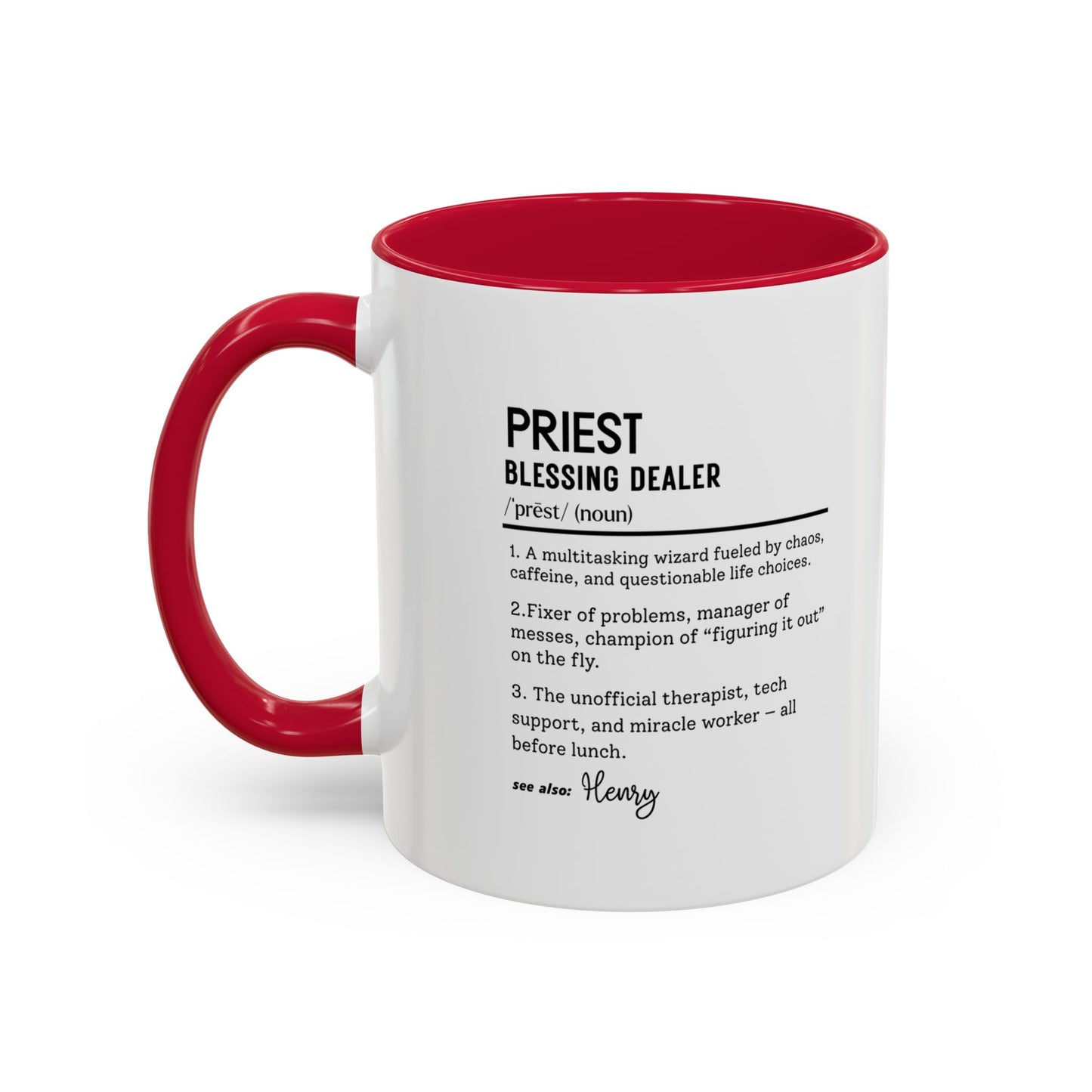 Custom Priest Dictionary Mug, Funny Blessing Dealer Mug, Universal Definition Mug Gift for Priest, Religious Gift Idea, Faith Leader Cup