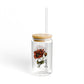 Sipper Glass, August Birth Flower, Poppy Floral Design, 16oz Drinkware, Birthday Gift, Coffee Mug, Tea Cup, Home Decor, Kitchenware
