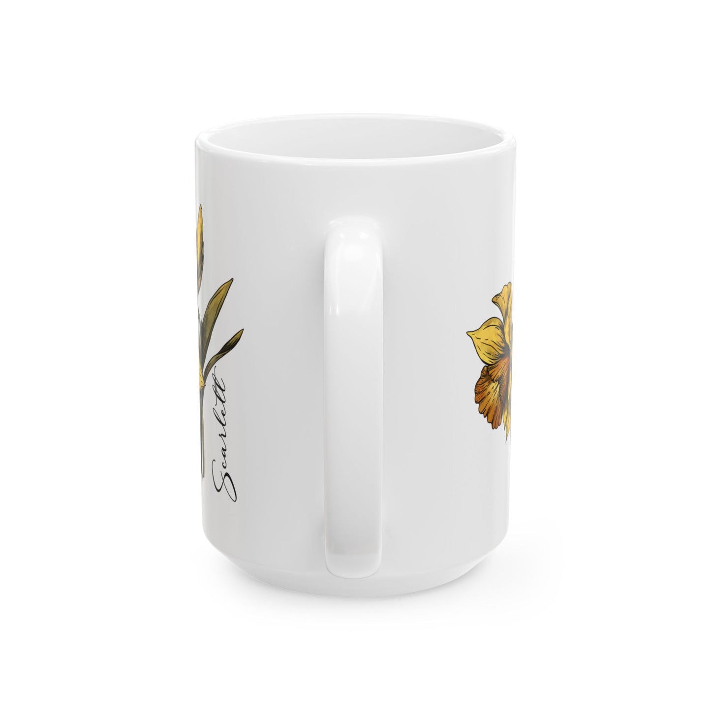March Birth Flower Daffodil Mug 11oz 15oz Personalized Floral Coffee Cup Birthday Gift for Her Custom Ceramic Flower Name Mug