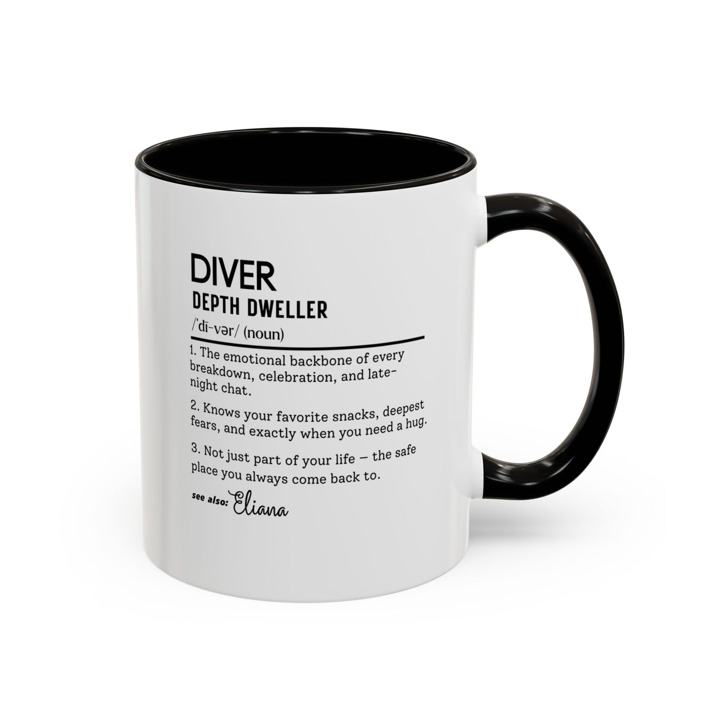 Diver Dictionary Mug, Funny Depth Dweller Coffee Cup, Custom Ocean Lover Mug Gift, Colorful Mugs (11oz, 15oz), Scuba Diver Gift