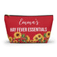 Hay Fever Essentials Pouch Allergy Meds Storage Bag for Tablets Tissues Nasal Spray Personalized Travel Case for Seasonal Allergies