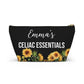 Personalized Celiac Essentials Pouch for Gluten Free Safety Travel Bag with Medical Alert Storage for Kids and Adults with Celiac Disease