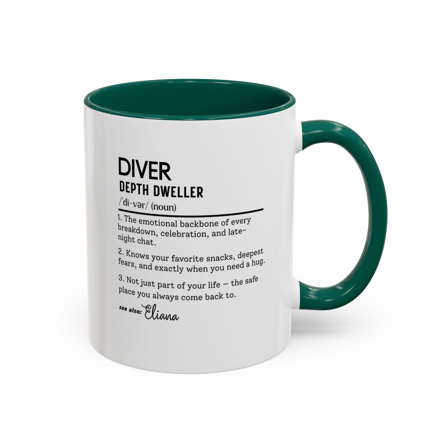 Diver Dictionary Mug, Funny Depth Dweller Coffee Cup, Custom Ocean Lover Mug Gift, Colorful Mugs (11oz, 15oz), Scuba Diver Gift