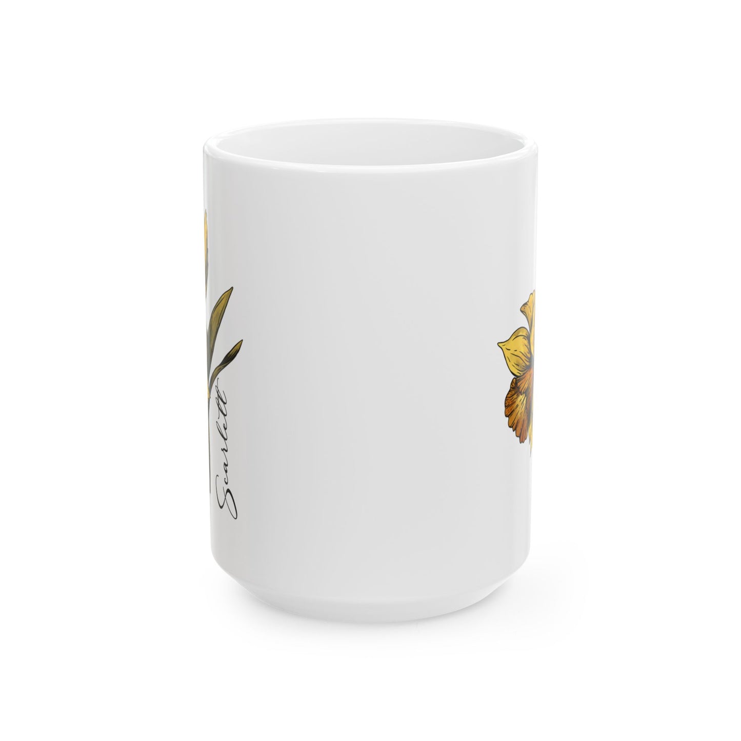 March Birth Flower Daffodil Mug 11oz 15oz Personalized Floral Coffee Cup Birthday Gift for Her Custom Ceramic Flower Name Mug
