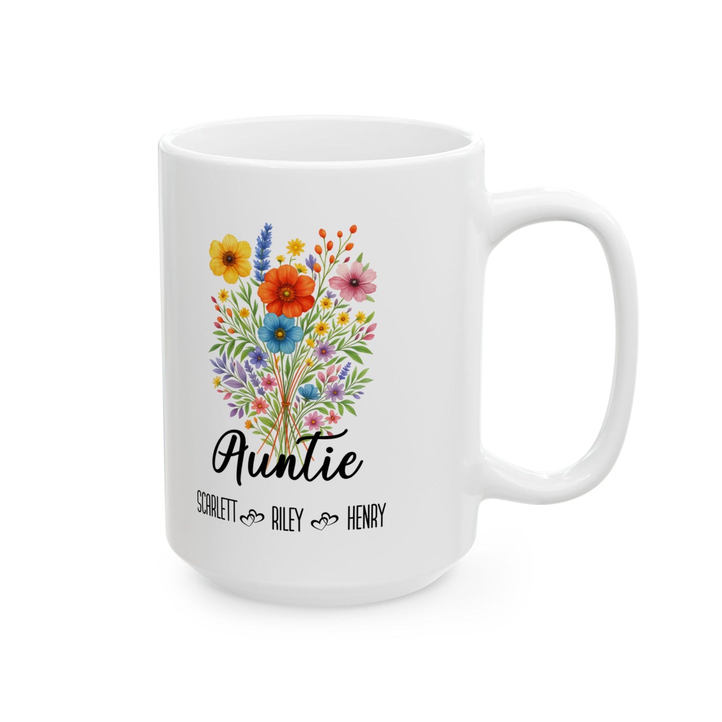 Auntie Mug 11 oz and 15 oz Personalized Gift for Aunt Cute Coffee Cup for Her Custom Name Present for Birthday Baby Reveal
