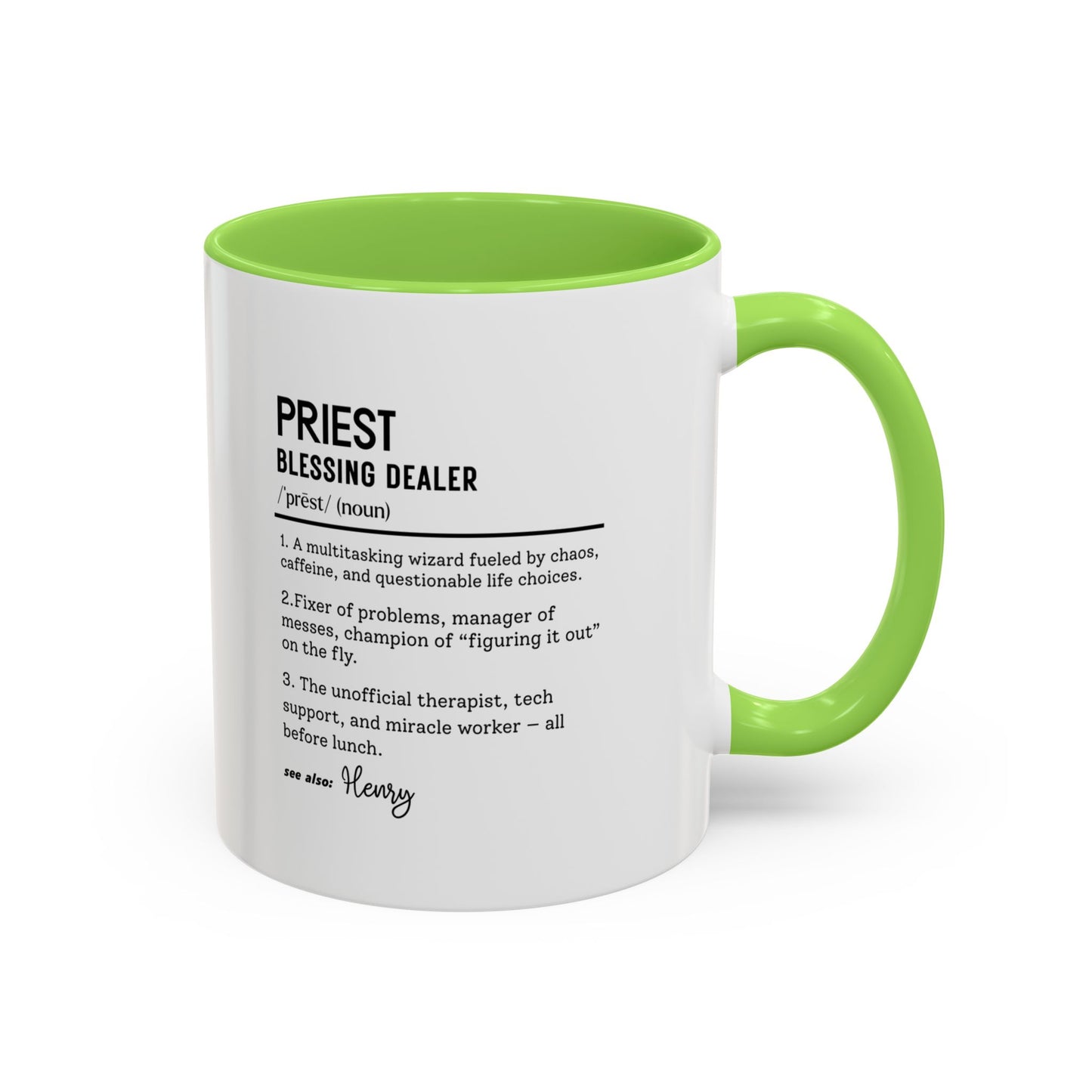 Custom Priest Dictionary Mug, Funny Blessing Dealer Mug, Universal Definition Mug Gift for Priest, Religious Gift Idea, Faith Leader Cup