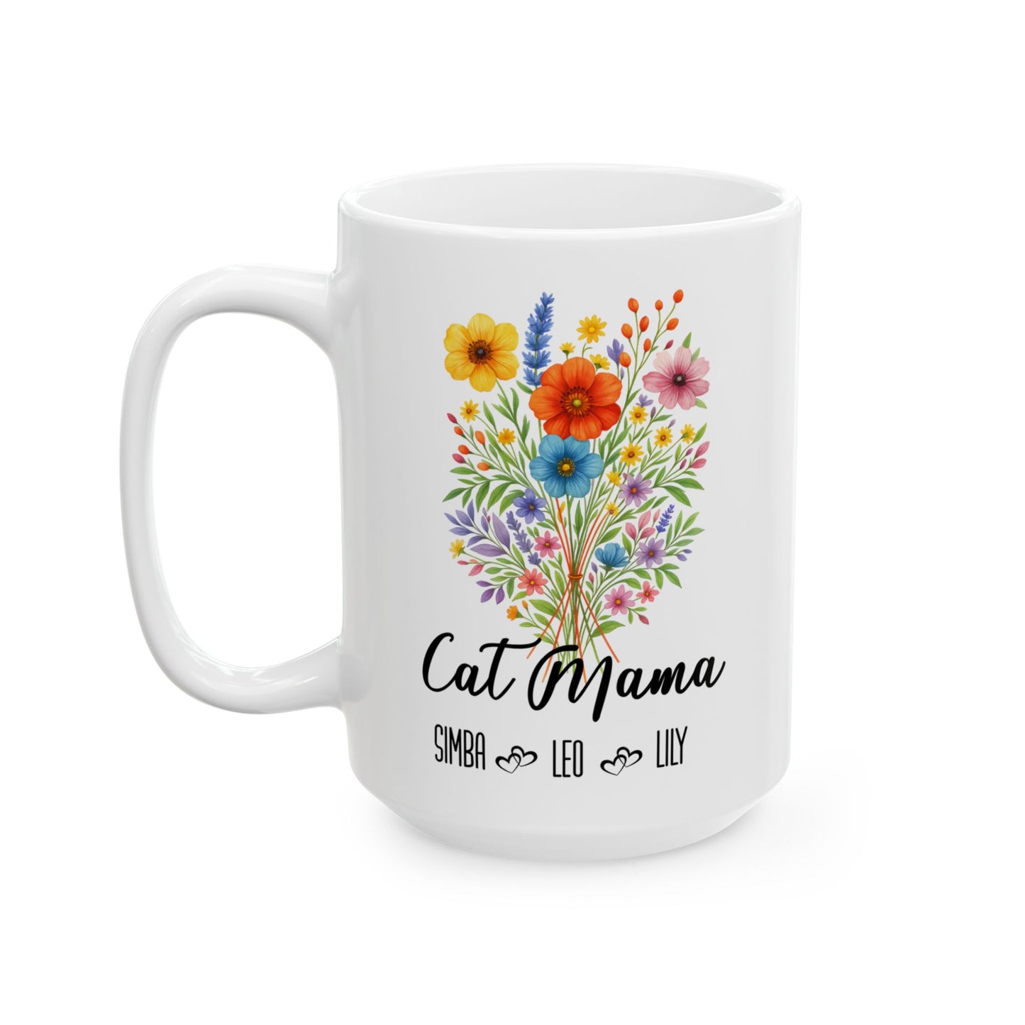 Cat Mama Mug 11oz 15oz Custom Coffee Cup Gift for Cat Lovers Pet Owner Mug for Women Personalized Ceramic Mug for Cat Mom