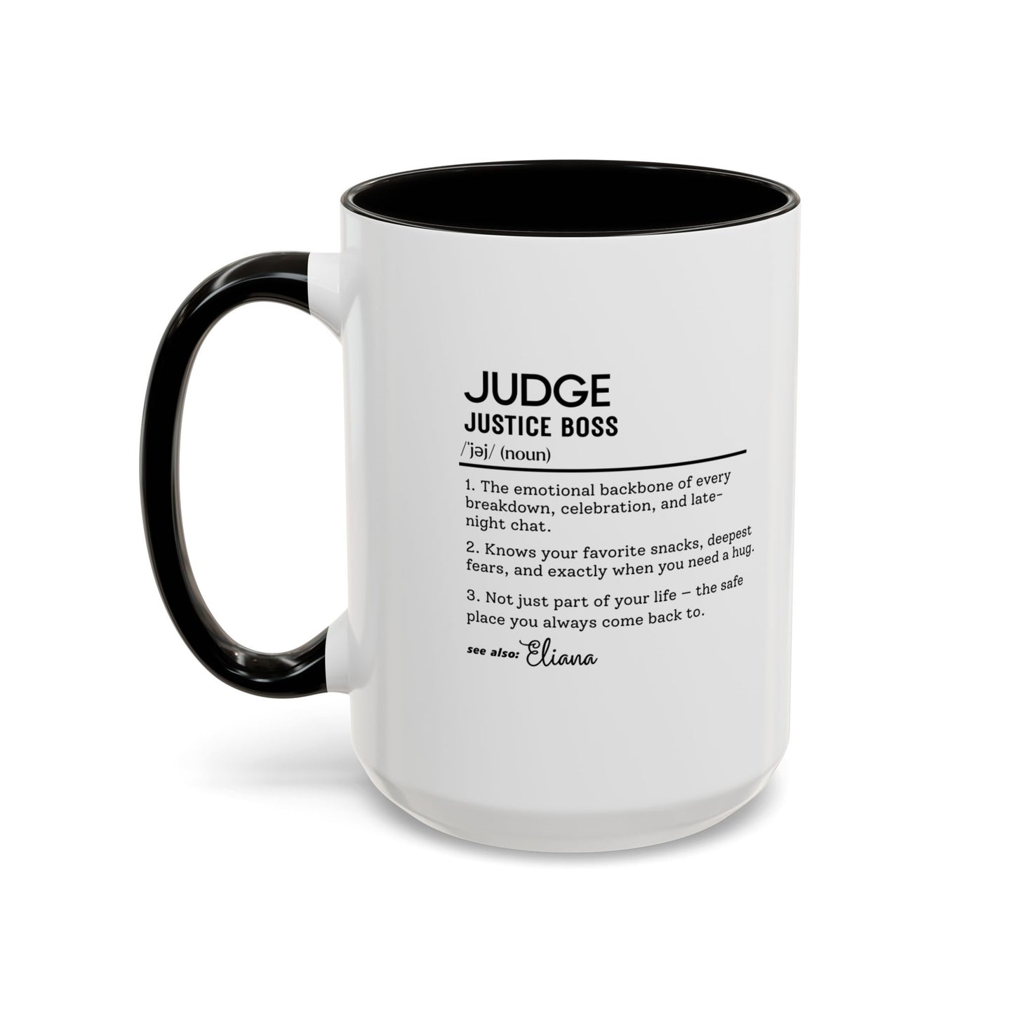 Judge Dictionary Mug, Funny Justice Boss Coffee Cup, Custom Courtroom Gift Idea, Law Office Decor Mug