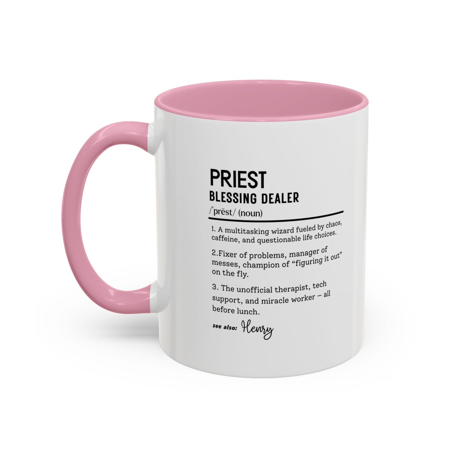 Custom Priest Dictionary Mug, Funny Blessing Dealer Mug, Universal Definition Mug Gift for Priest, Religious Gift Idea, Faith Leader Cup