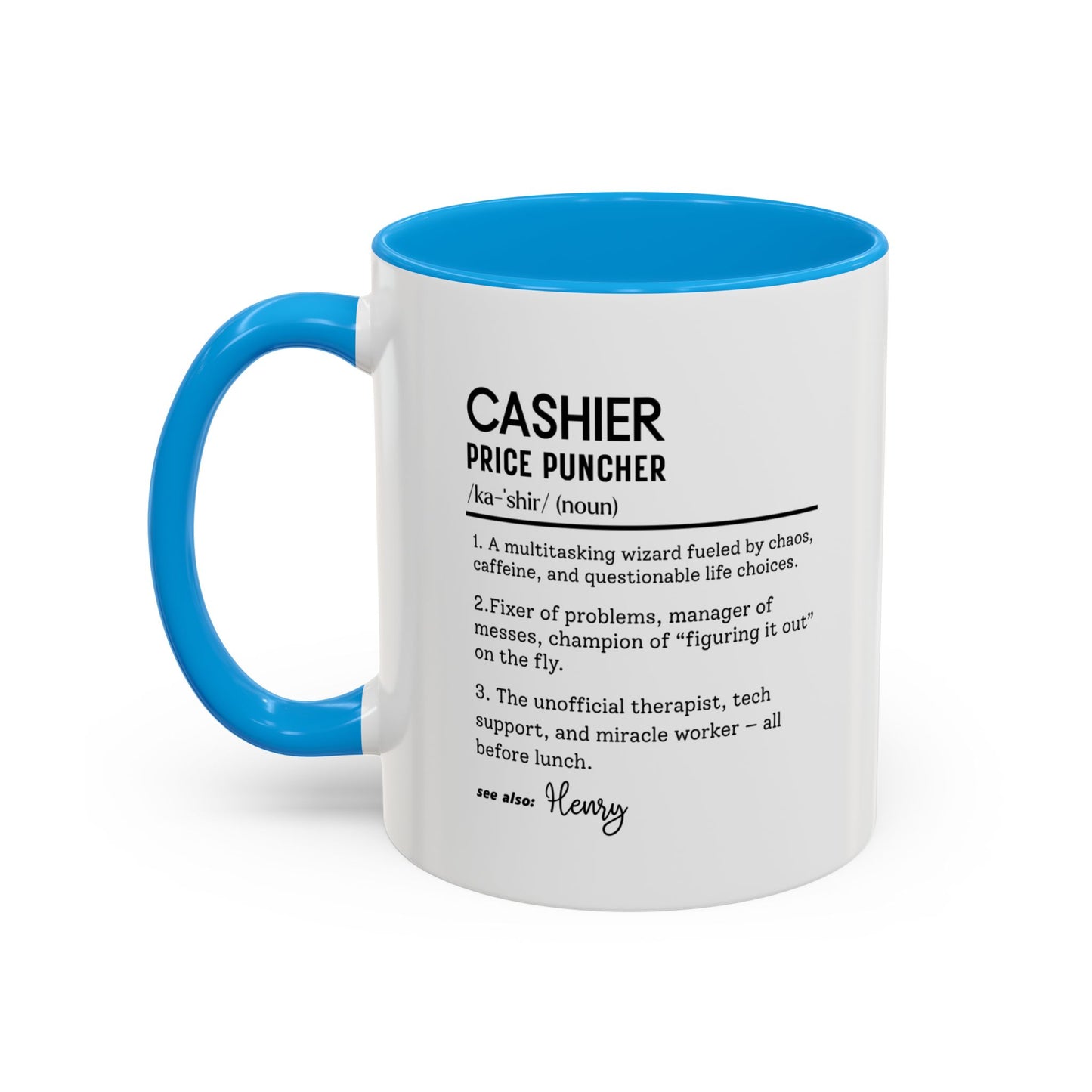Funny Cashier Mug, Price Puncher Gift, Store Clerk Coffee Cup, Personalized Retail Worker Mug, Colorful Mugs (11oz, 15oz)