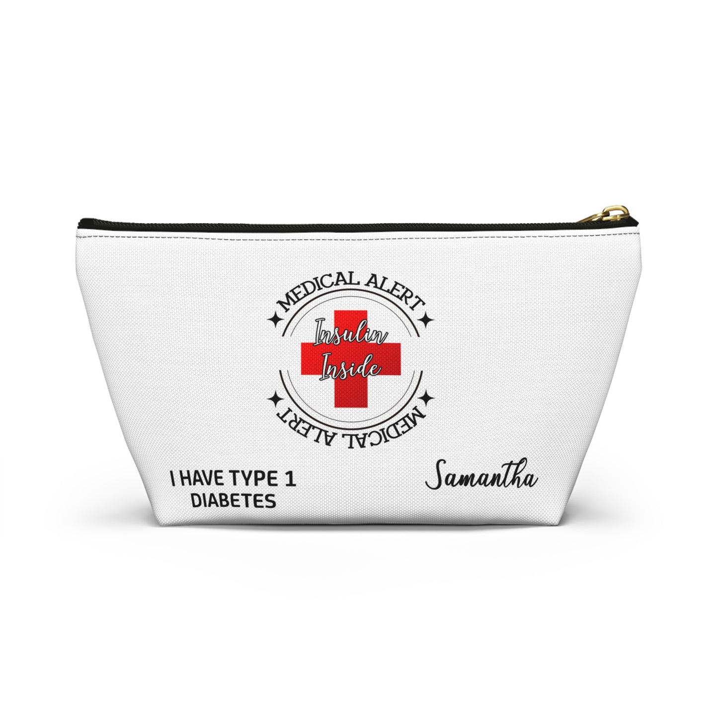Personalized Medical Alert Insulin Inside Type 1 Diabetes Samantha Accessory Pouch with T-bottom