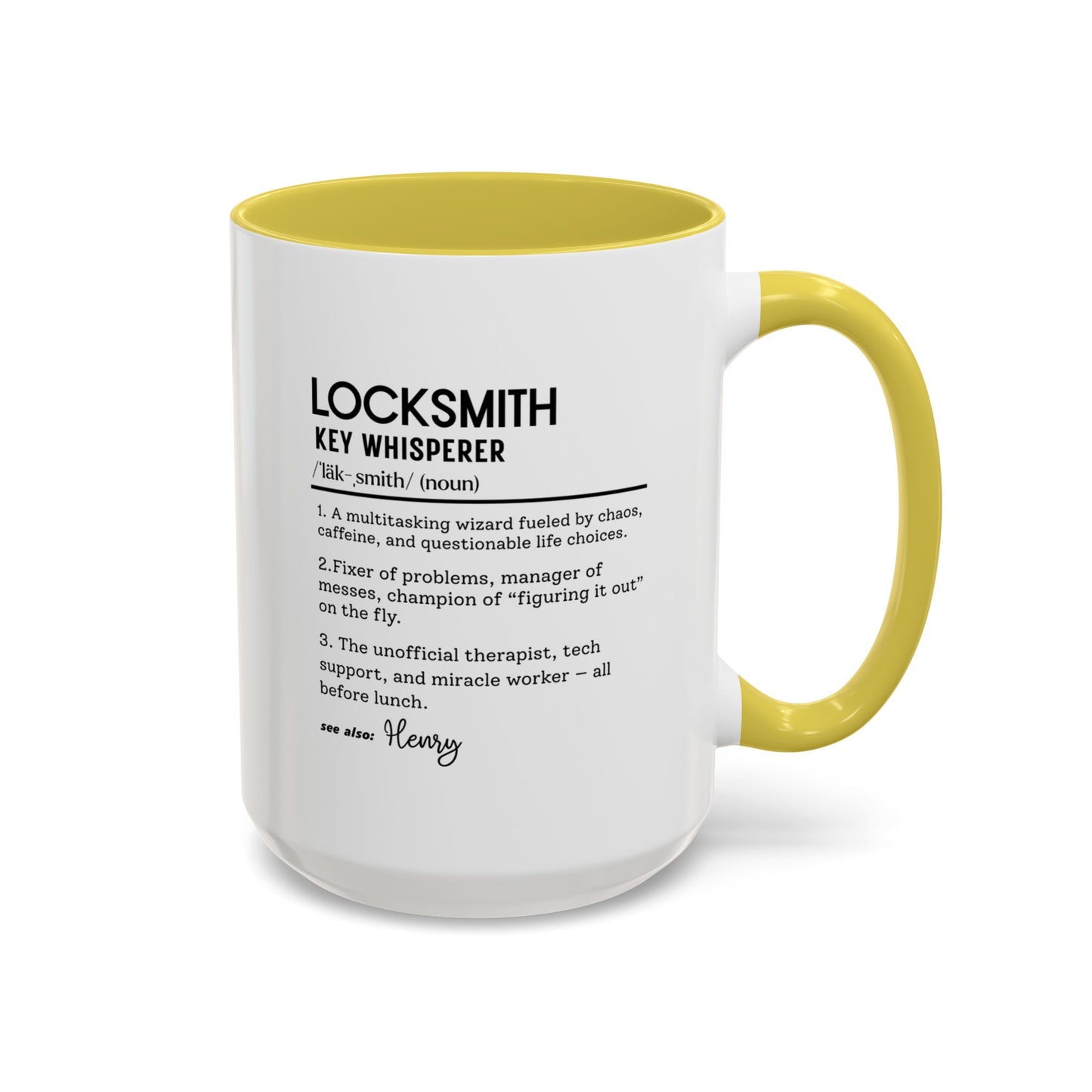 Personalized Locksmith Mug, Funny Dictionary Mug for Key Whisperers, Unique Gift for Locksmiths, Key Tech Mug, Colorful Mugs (11oz, 15oz)