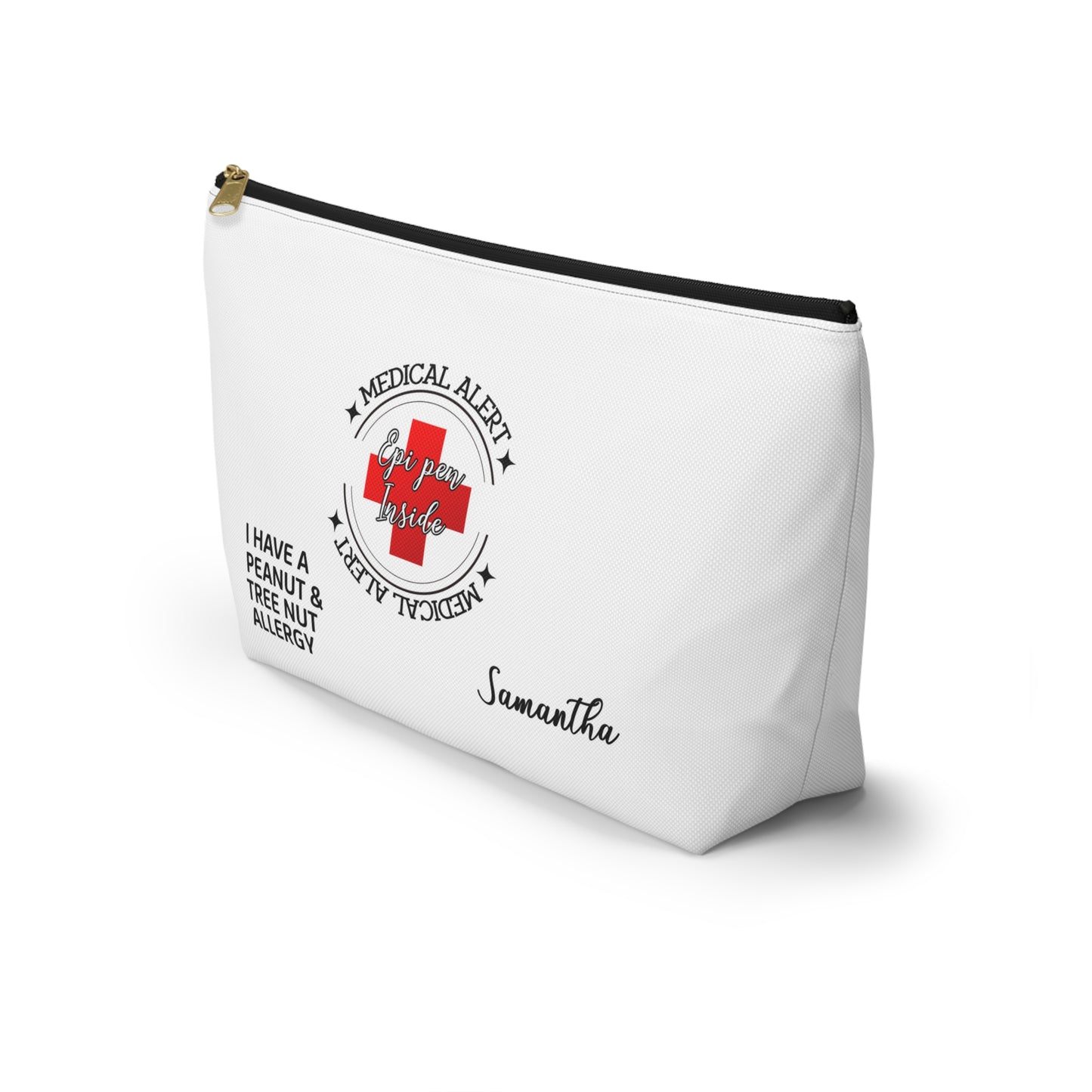 Medical Alert Epipen Inside Samantha Peanut and Tree Nut Allergy Pouch Personalized Allergy Bag for Kids Adults Travel Medication Holder