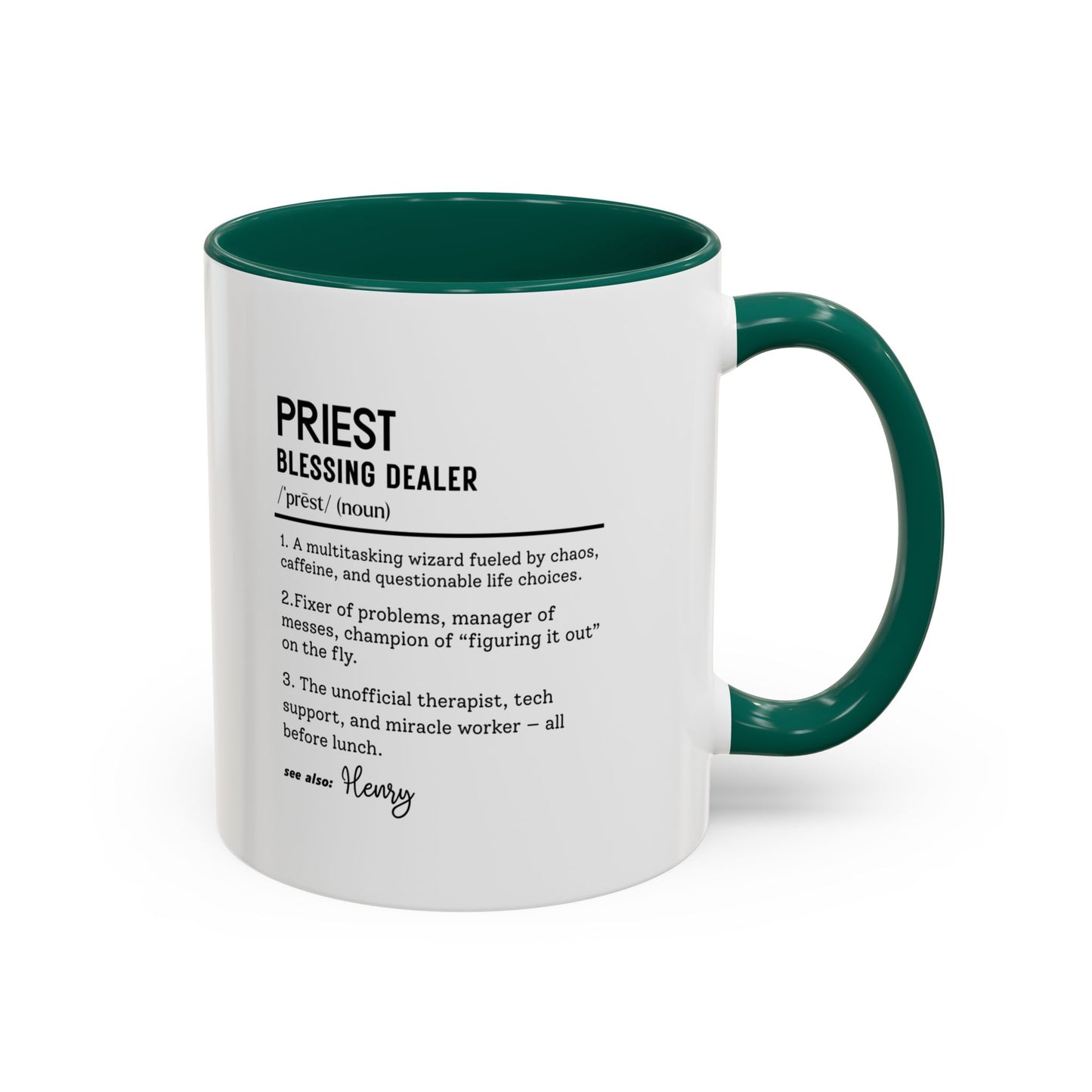 Custom Priest Dictionary Mug, Funny Blessing Dealer Mug, Universal Definition Mug Gift for Priest, Religious Gift Idea, Faith Leader Cup