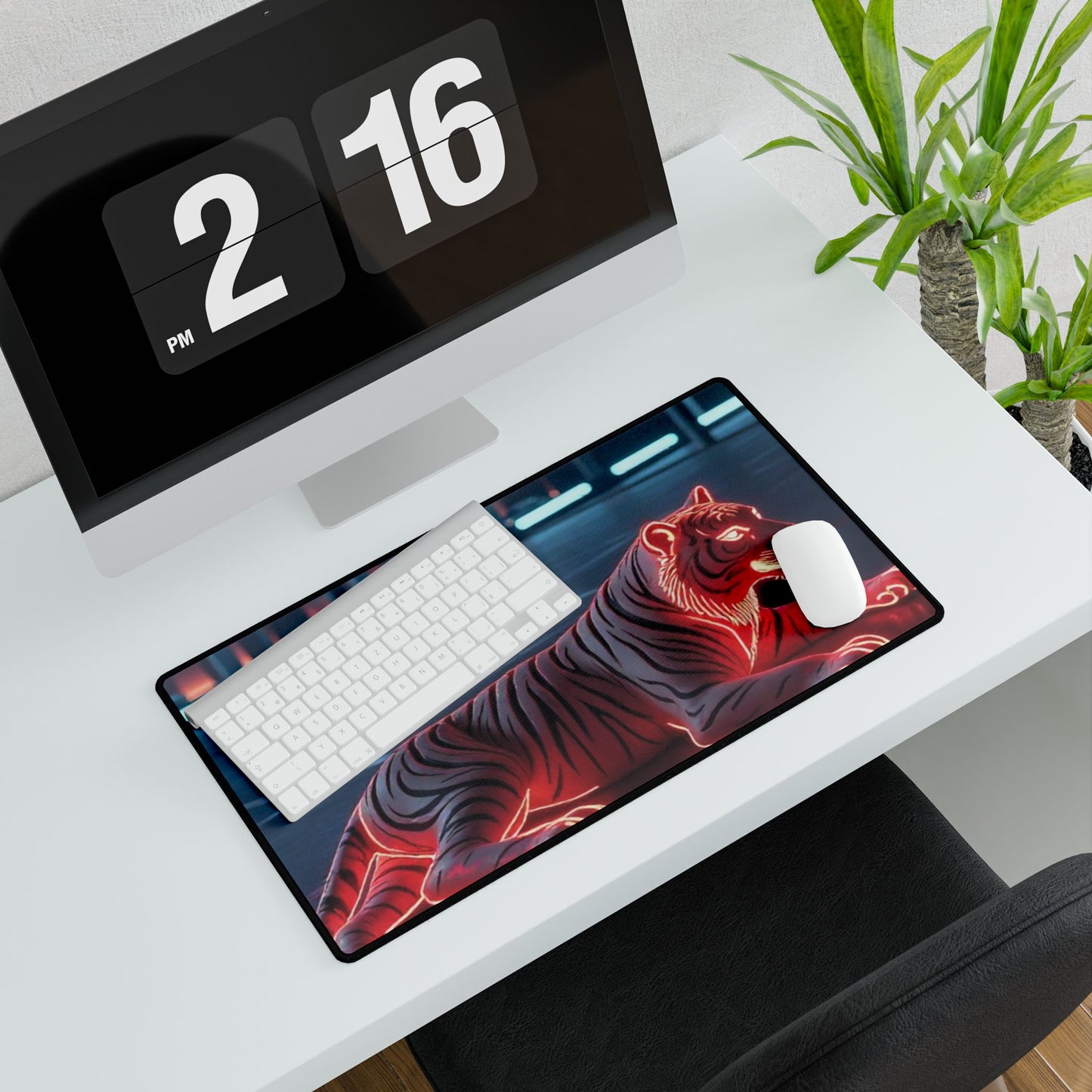Neon Tiger Desk Mat - Stylish Mouse Pad for Home Office, Gaming, Desk Decor, Unique Gift for Students, Holiday Present