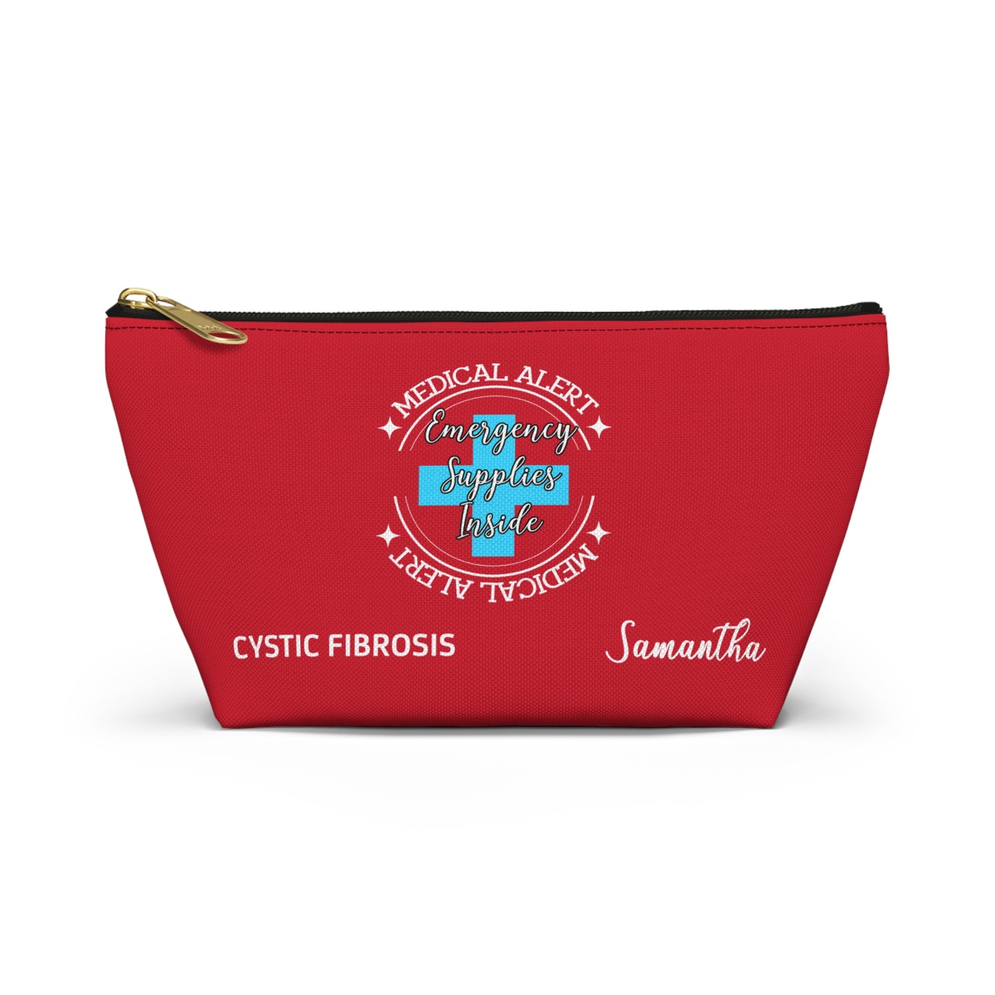 Personalized Medical Alert Emergency Supplies Pouch for Cystic Fibrosis Samantha Daily Medication and Respiratory Care Organizer