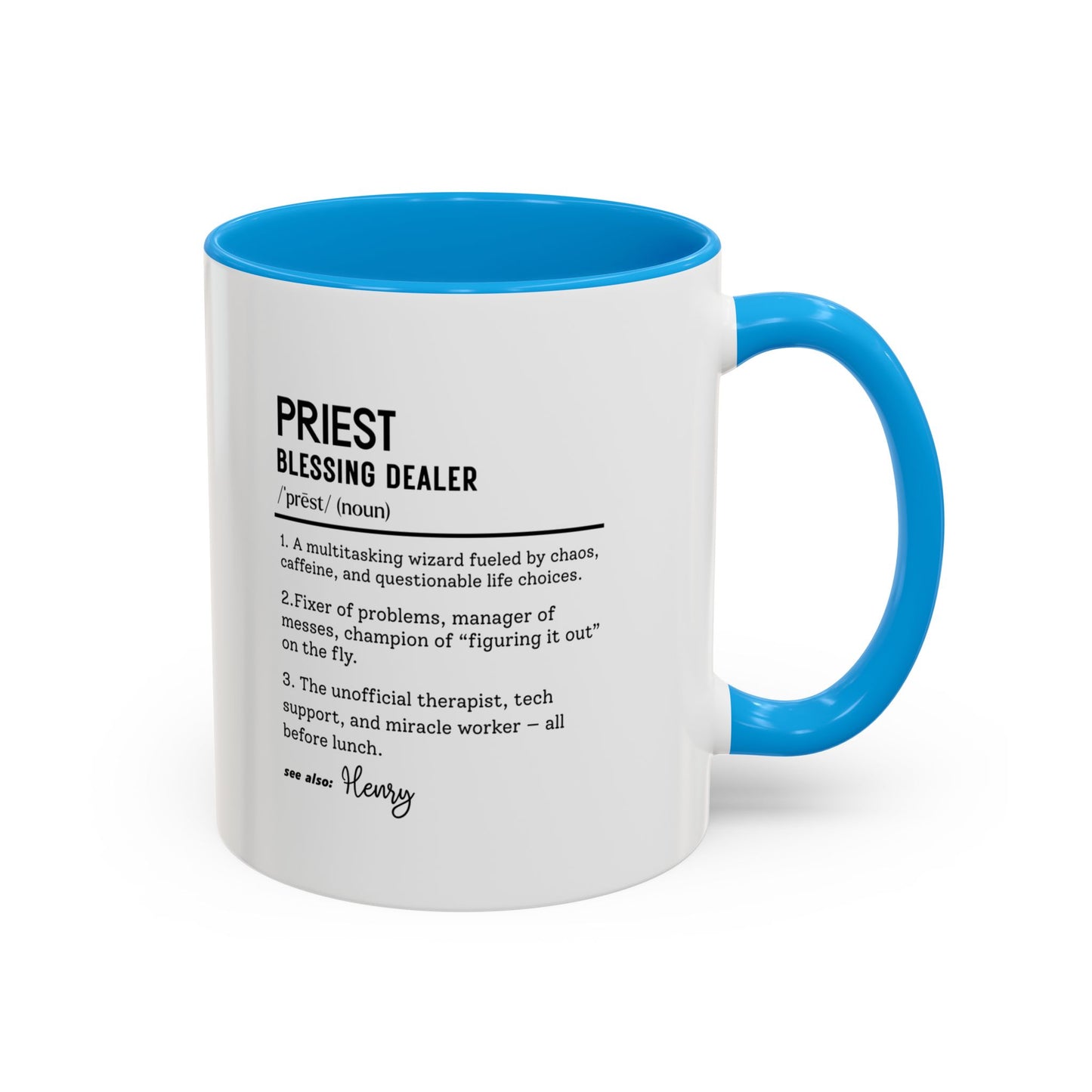 Custom Priest Dictionary Mug, Funny Blessing Dealer Mug, Universal Definition Mug Gift for Priest, Religious Gift Idea, Faith Leader Cup