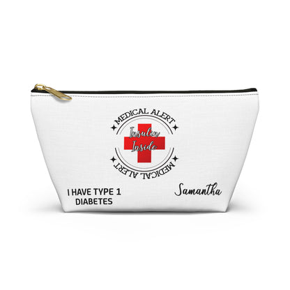 Personalized Medical Alert Insulin Inside Type 1 Diabetes Samantha Accessory Pouch with T-bottom