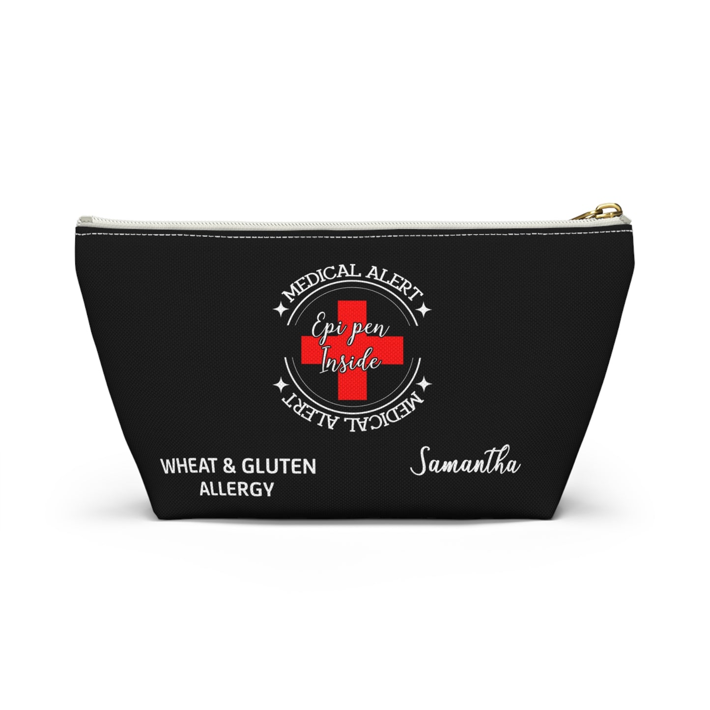 Personalized Medical Alert EpiPen Pouch for Wheat and Gluten Allergy Samantha Emergency Allergy Meds Bag and Travel Organizer