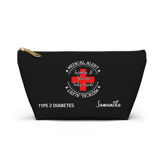 Personalized Medical Alert Insulin and Glucose Pouch for Type 2 Diabetes Samantha Emergency Medications Organizer and Travel Bag