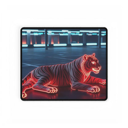 Neon Tiger Desk Mat - Stylish Mouse Pad for Home Office, Gaming, Desk Decor, Unique Gift for Students, Holiday Present