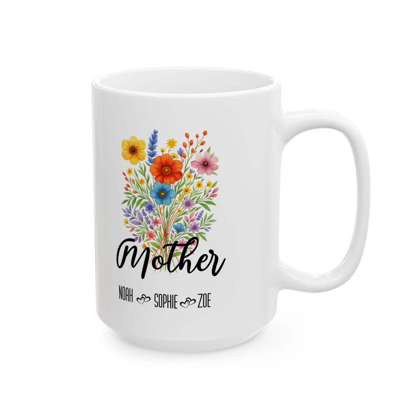 Personalized Mother NOAH SOPHIE ZOE Ceramic Mug (11oz, 15oz) - Glossy Finish, December Birthday Design