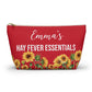 Hay Fever Essentials Pouch Allergy Meds Storage Bag for Tablets Tissues Nasal Spray Personalized Travel Case for Seasonal Allergies