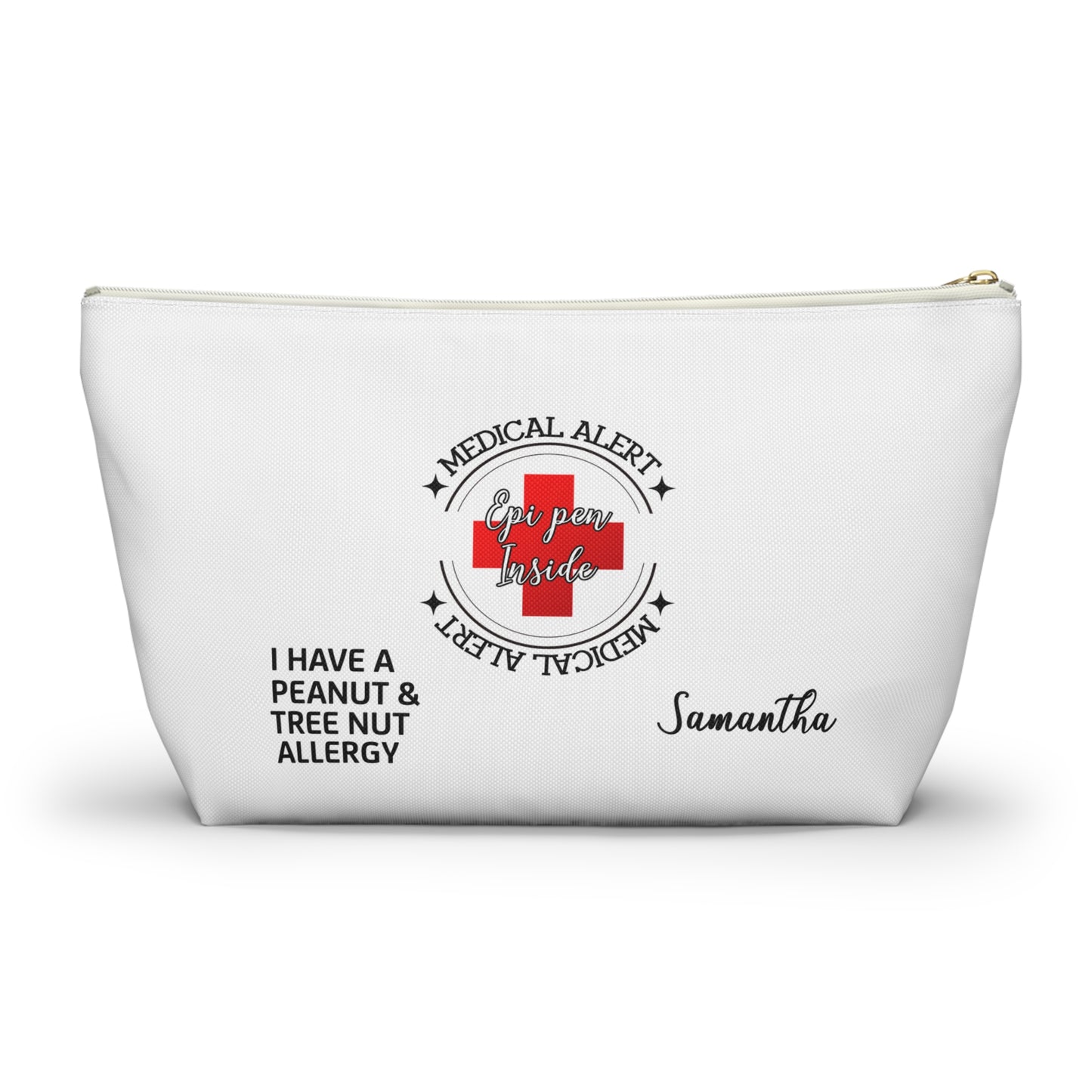 Medical Alert Epipen Inside Samantha Peanut and Tree Nut Allergy Pouch Personalized Allergy Bag for Kids Adults Travel Medication Holder