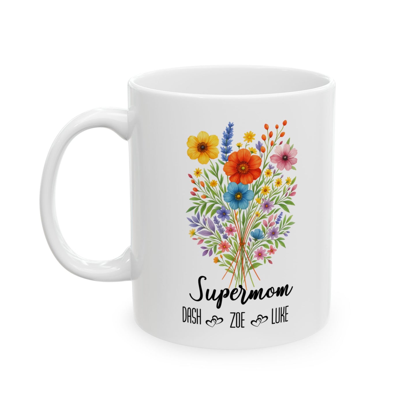 Supermom Mug 11oz 15oz Custom Coffee Cup Gift for Mom Birthday or Mothers Day Present Personalized Ceramic Mug for Super Hero Mom