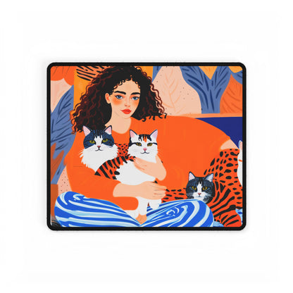 Chic Cat-themed Desk Mat, Decorative Office Mat, Animal Lover Gift, Home Office Decor, Cat Lover's Desk Accessory