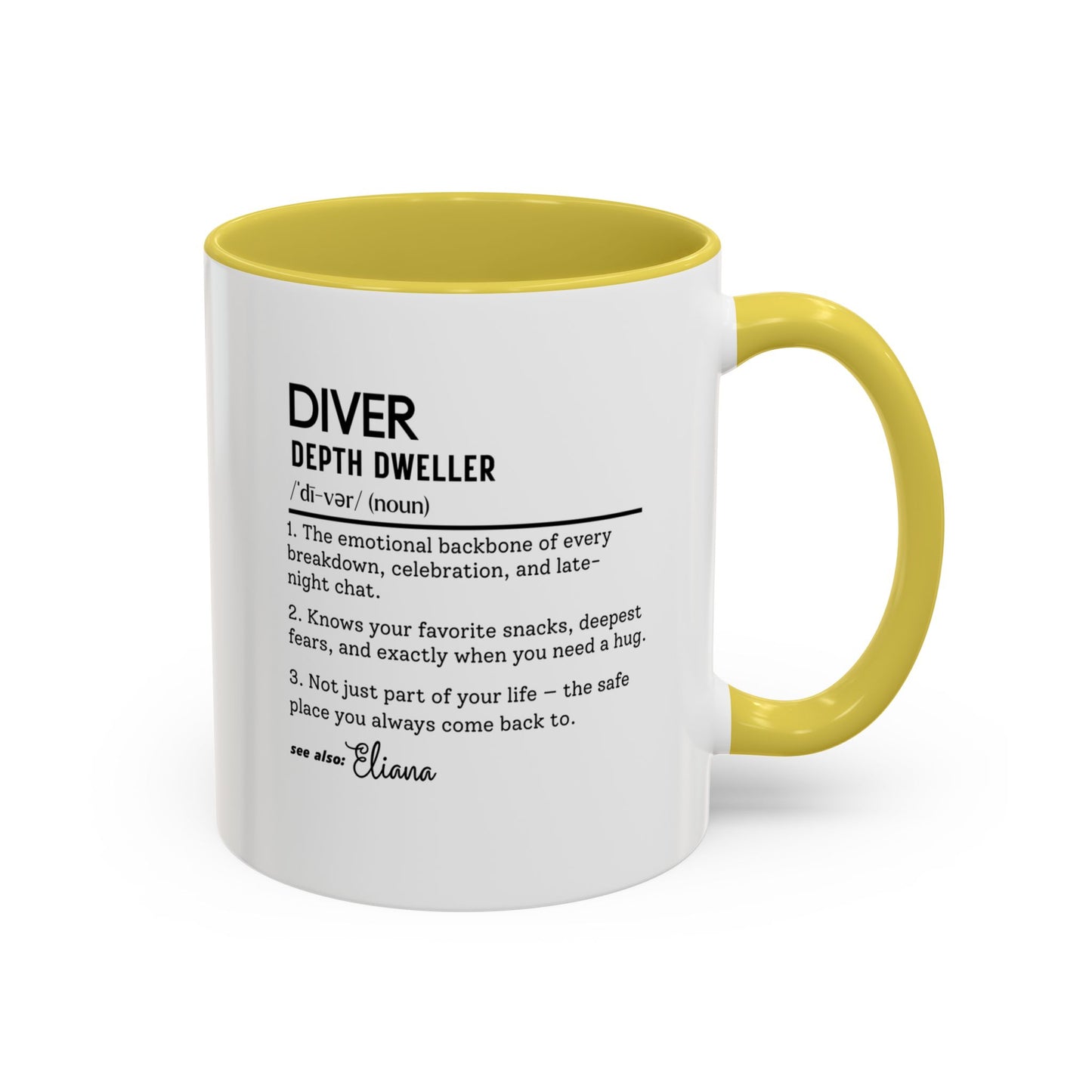 Diver Dictionary Mug, Funny Depth Dweller Coffee Cup, Custom Ocean Lover Mug Gift, Colorful Mugs (11oz, 15oz), Scuba Diver Gift