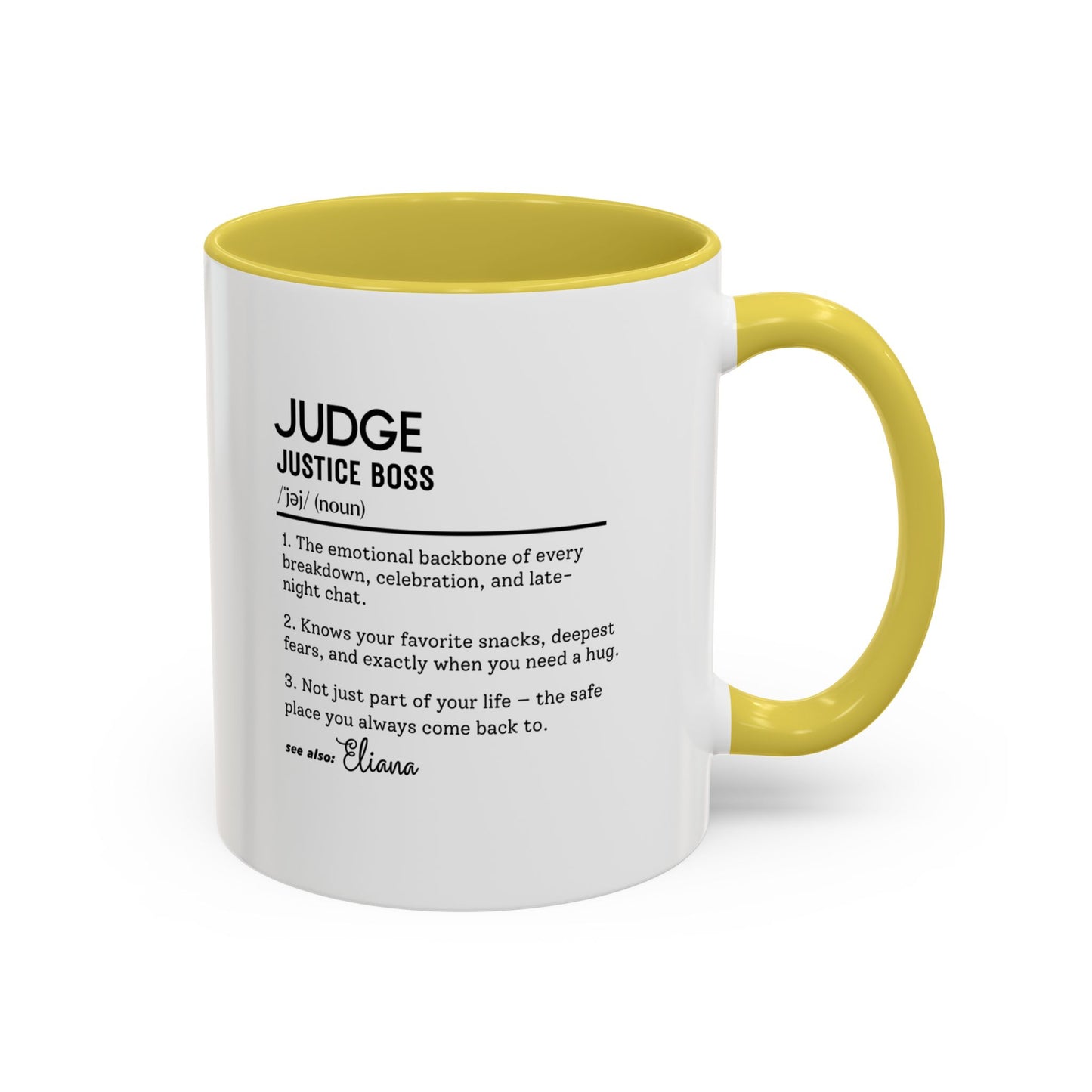 Judge Dictionary Mug, Funny Justice Boss Coffee Cup, Custom Courtroom Gift Idea, Law Office Decor Mug