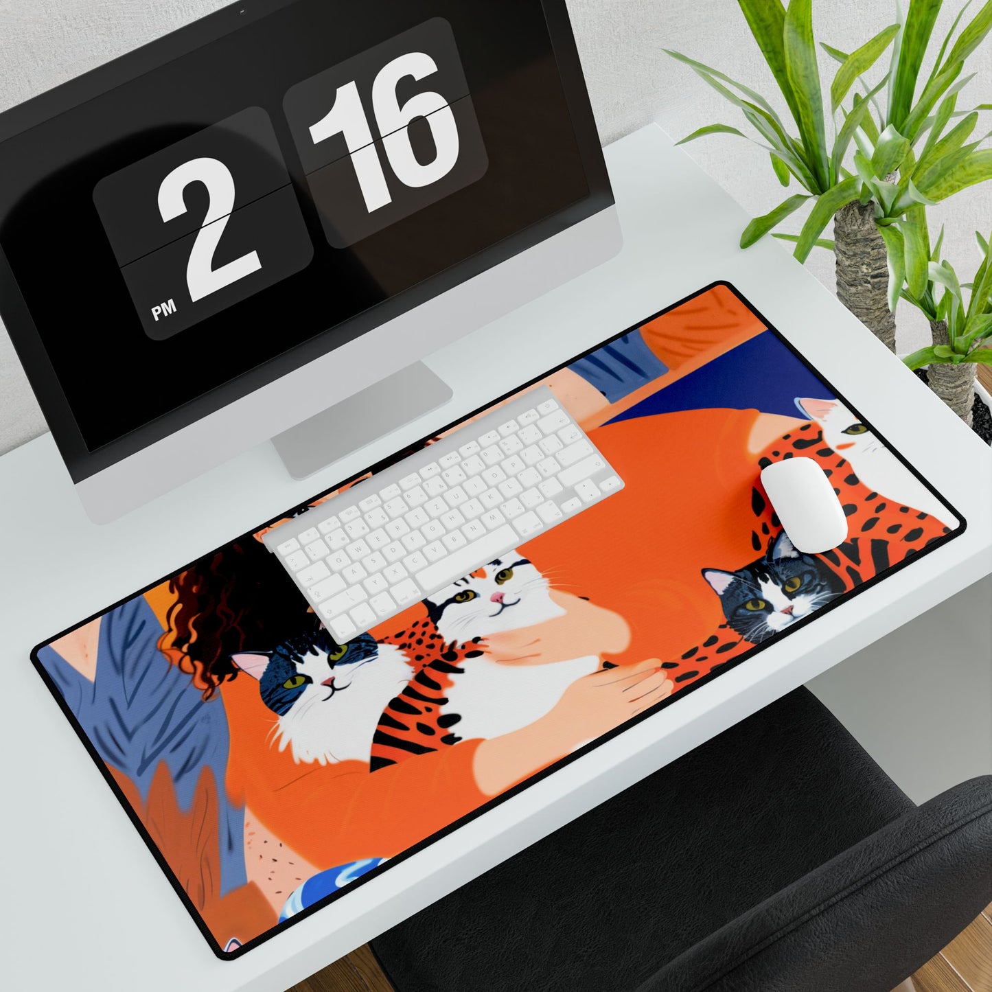 Chic Cat-themed Desk Mat, Decorative Office Mat, Animal Lover Gift, Home Office Decor, Cat Lover's Desk Accessory