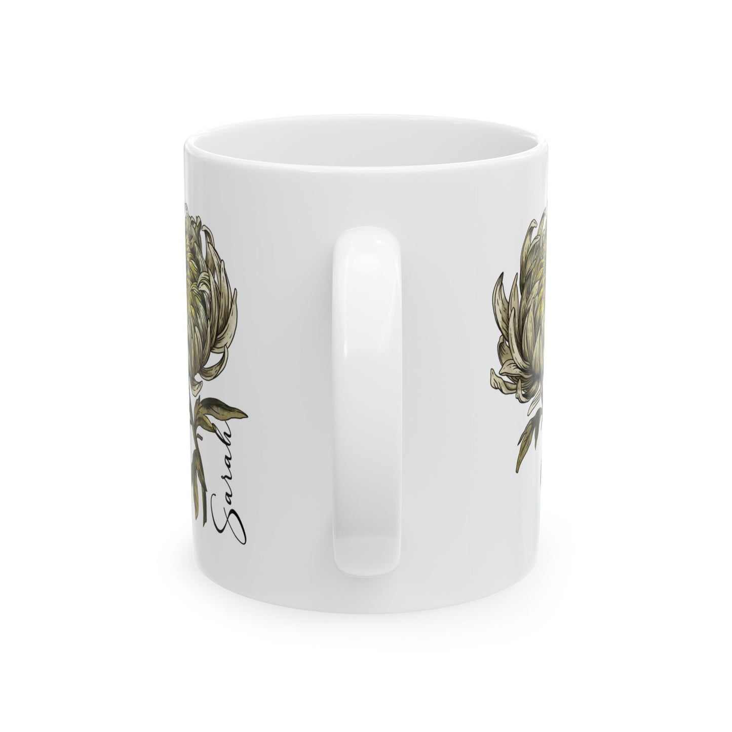 November Birth Flower Chrysanthemum Mug 11oz 15oz Personalized Floral Coffee Cup Birthday Gift for Her Ceramic Custom Name Mug