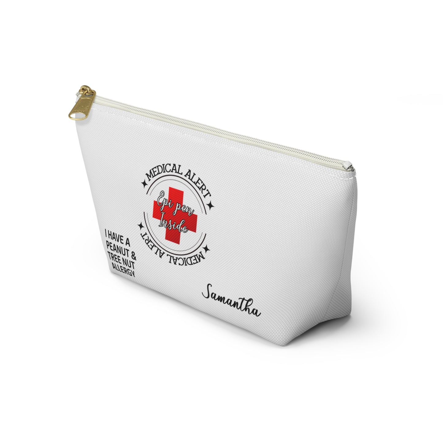 Medical Alert Epipen Inside Samantha Peanut and Tree Nut Allergy Pouch Personalized Allergy Bag for Kids Adults Travel Medication Holder