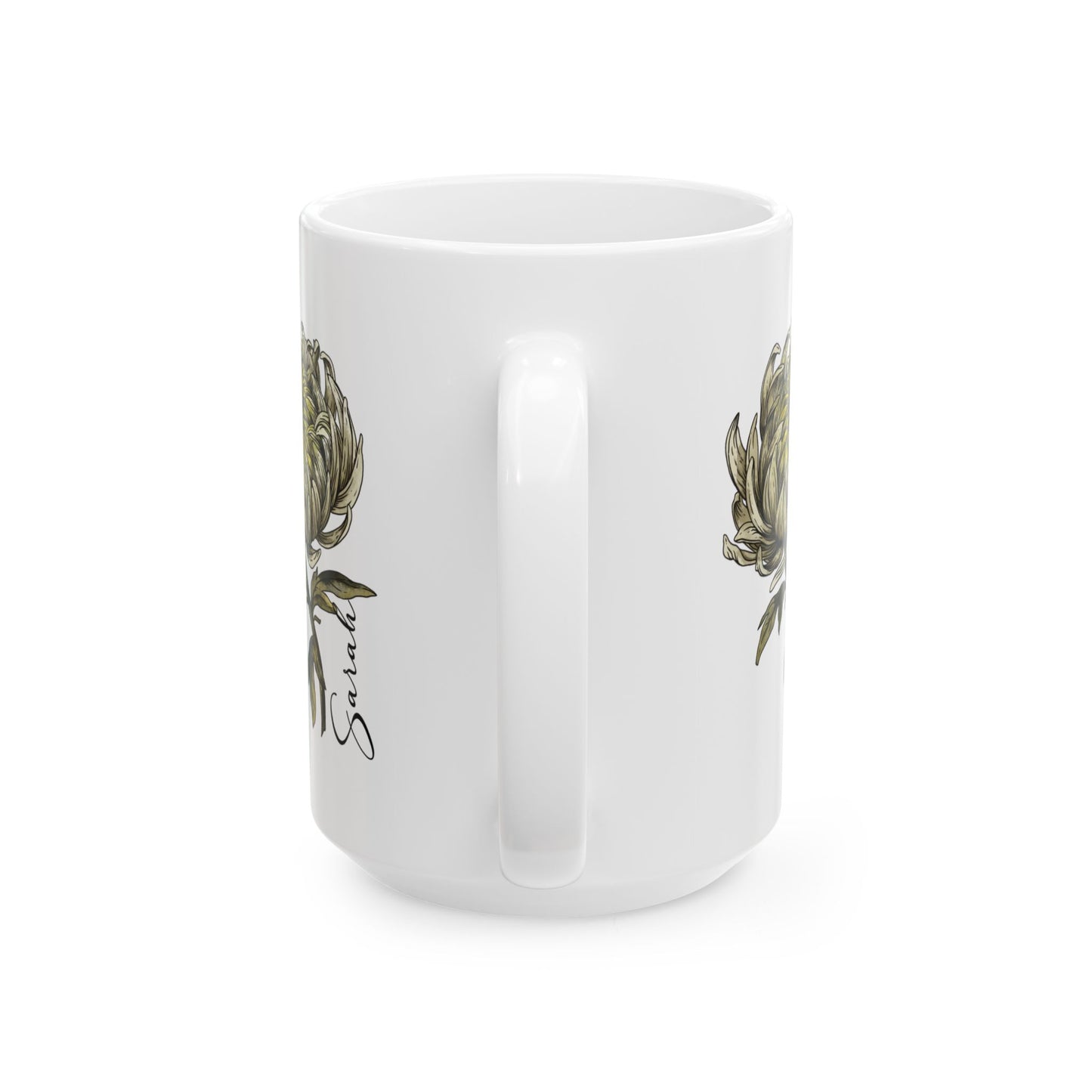 November Birth Flower Chrysanthemum Mug 11oz 15oz Personalized Floral Coffee Cup Birthday Gift for Her Ceramic Custom Name Mug