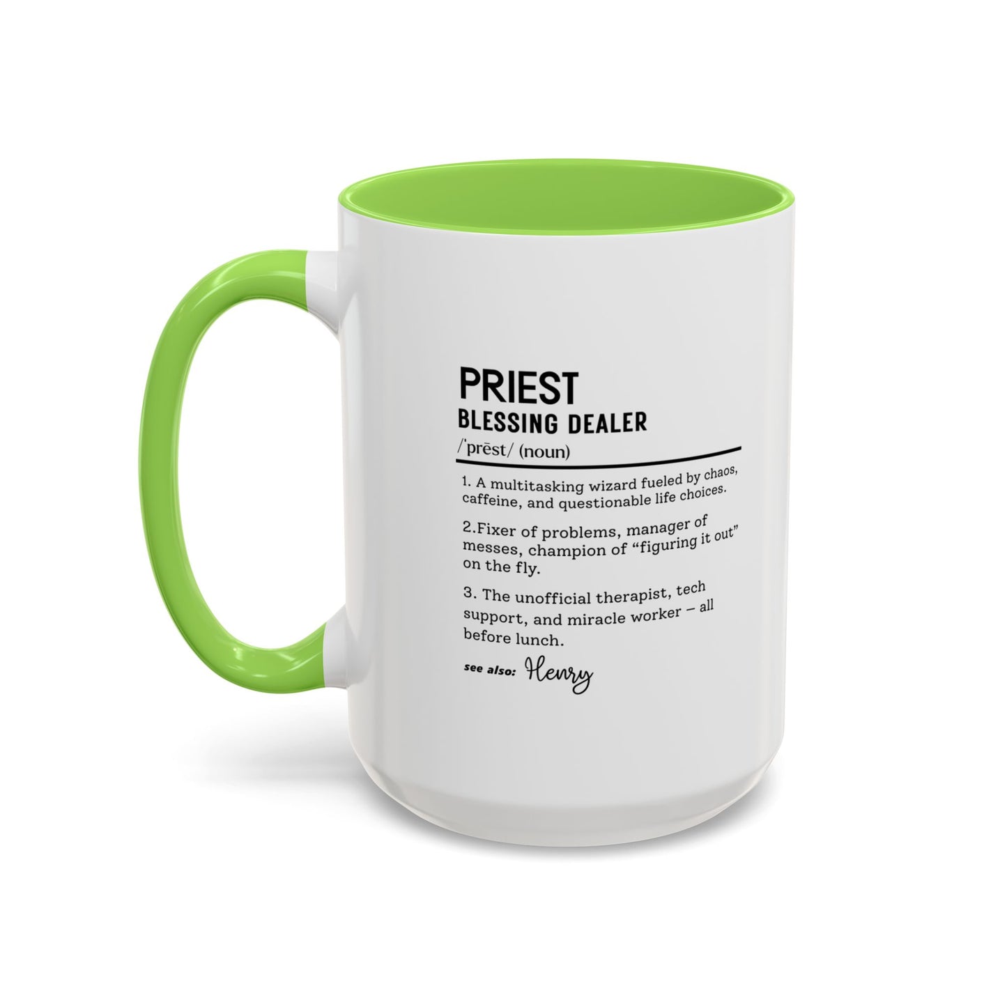 Custom Priest Dictionary Mug, Funny Blessing Dealer Mug, Universal Definition Mug Gift for Priest, Religious Gift Idea, Faith Leader Cup