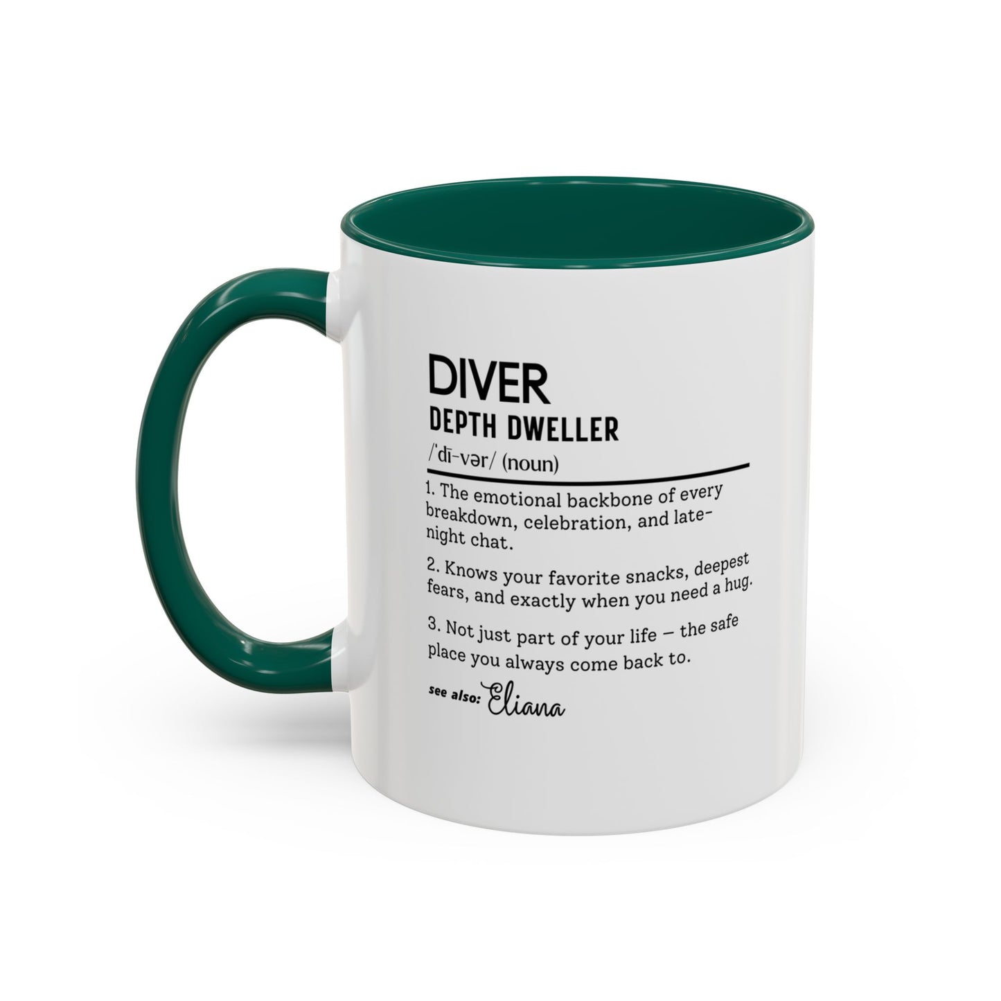 Diver Dictionary Mug, Funny Depth Dweller Coffee Cup, Custom Ocean Lover Mug Gift, Colorful Mugs (11oz, 15oz), Scuba Diver Gift