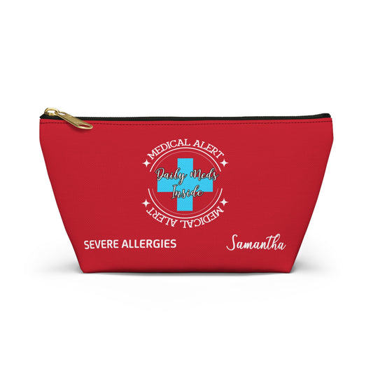 Personalized Medical Alert Daily Meds Pouch for Severe Allergies Samantha Emergency Medication Organizer Travel Case