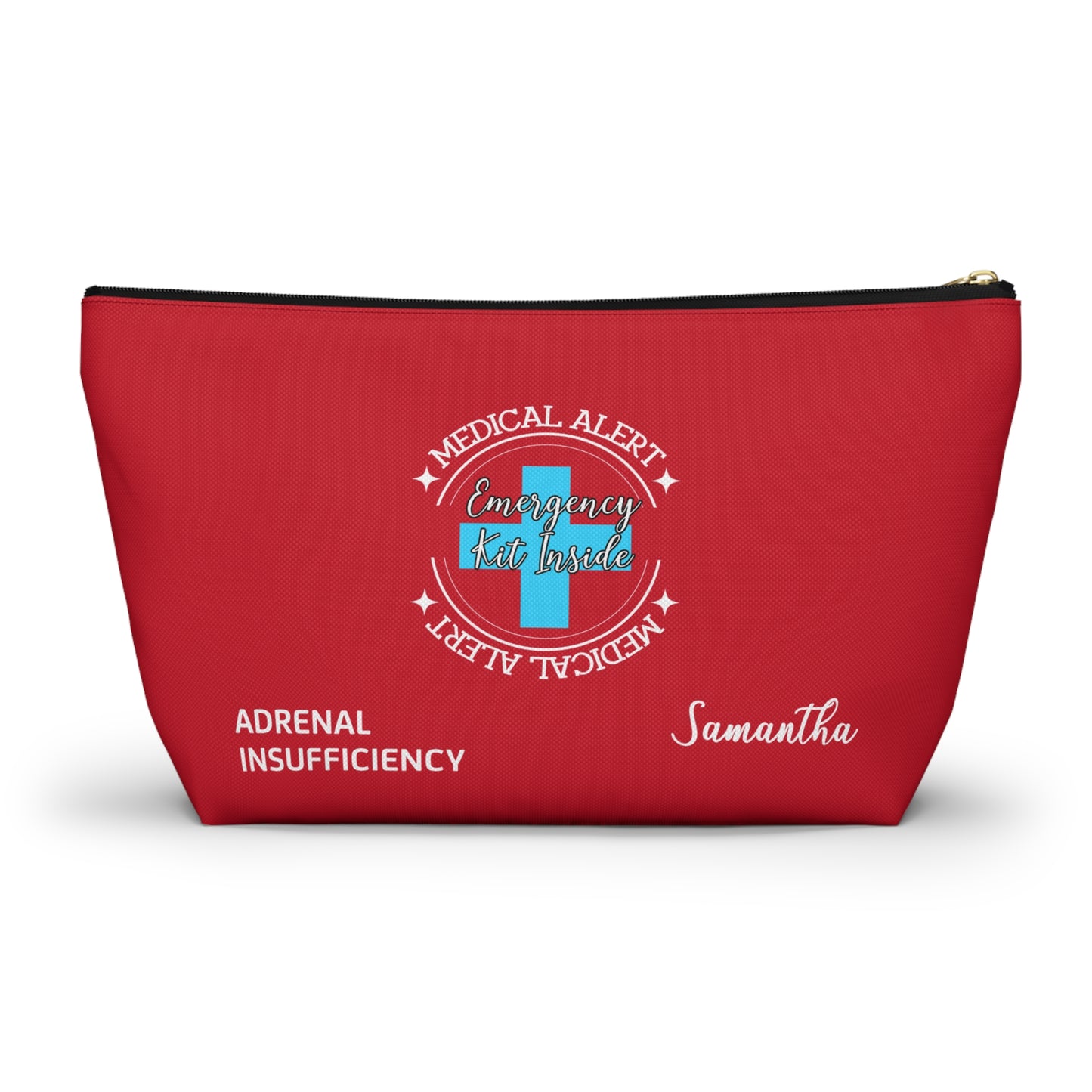 Personalized Medical Alert Emergency Kit Pouch for Adrenal Insufficiency Samantha Medication Organizer for Daily or Travel Use