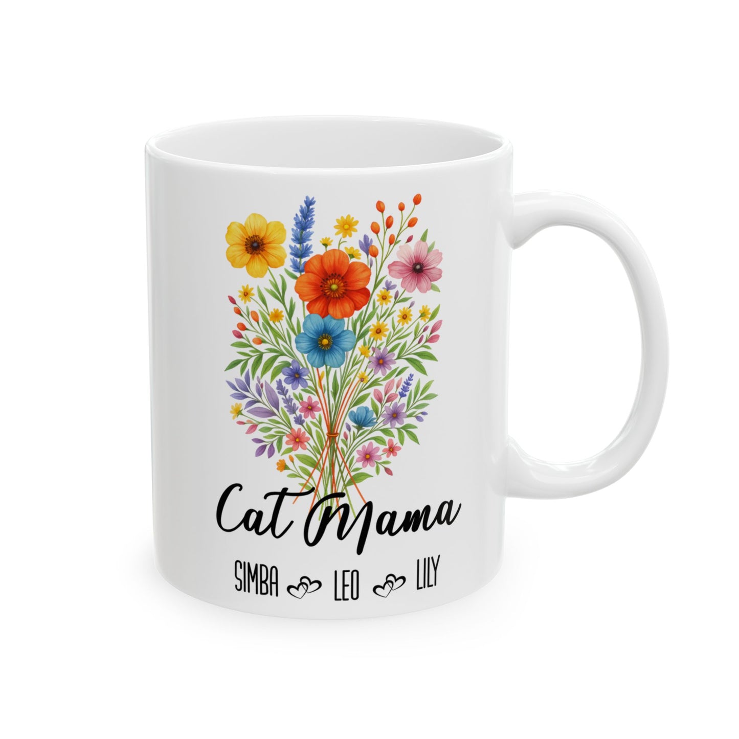 Cat Mama Mug 11oz 15oz Custom Coffee Cup Gift for Cat Lovers Pet Owner Mug for Women Personalized Ceramic Mug for Cat Mom