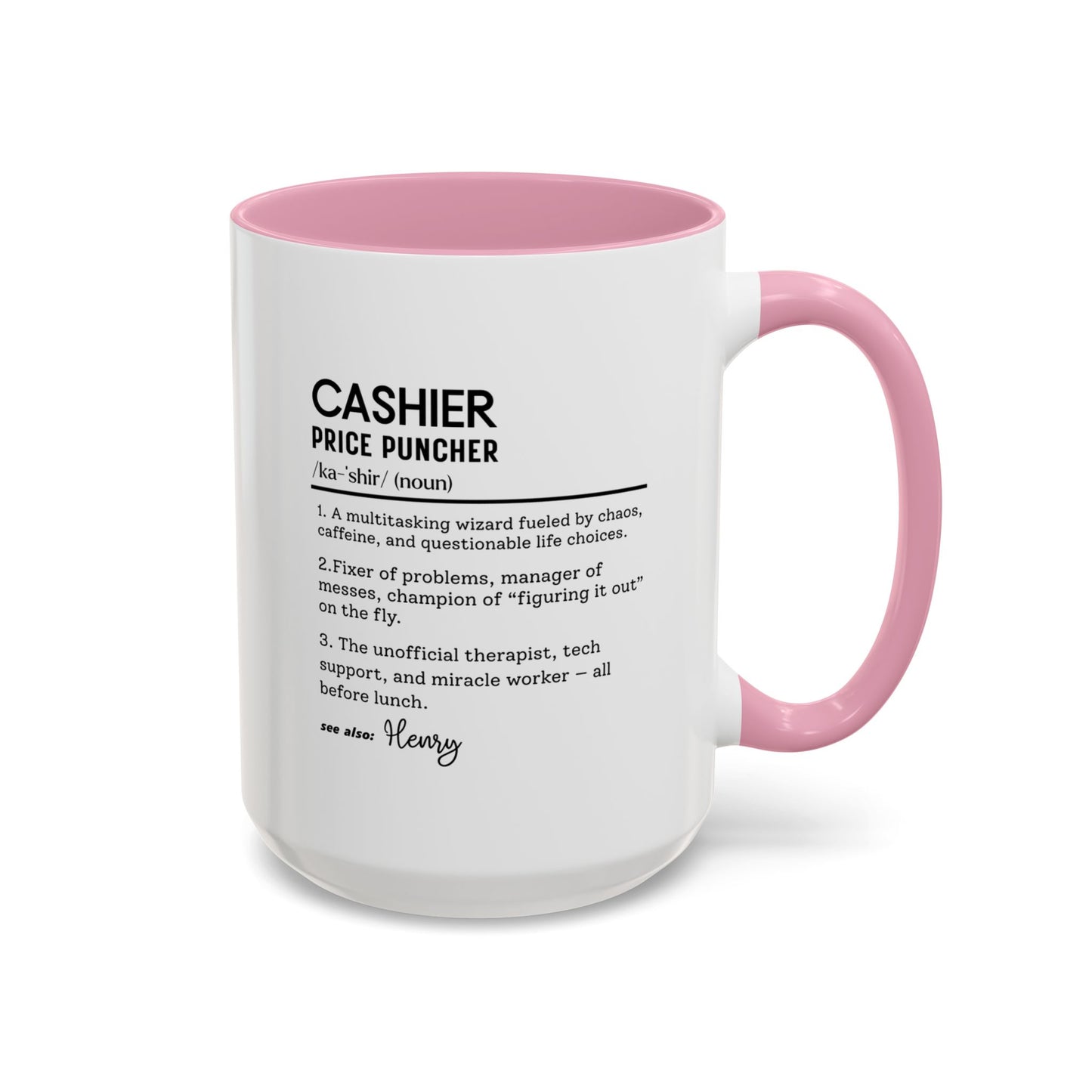 Funny Cashier Mug, Price Puncher Gift, Store Clerk Coffee Cup, Personalized Retail Worker Mug, Colorful Mugs (11oz, 15oz)