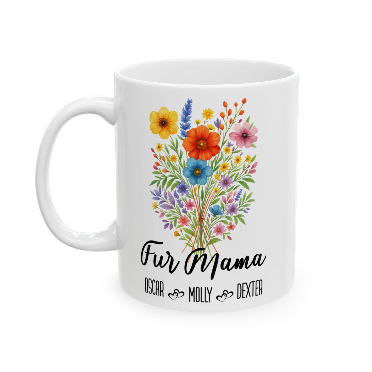 Fur Mama Mug 11oz 15oz Custom Coffee Cup Gift for Pet Lovers Cat or Dog Mom Personalized Ceramic Mug for Animal Owner
