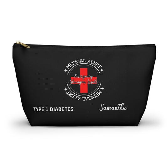 Personalized Medical Alert Emergency Glucagon Kit Pouch for Type 1 Diabetes Samantha Insulin and Hypoglycemia Supplies Organizer
