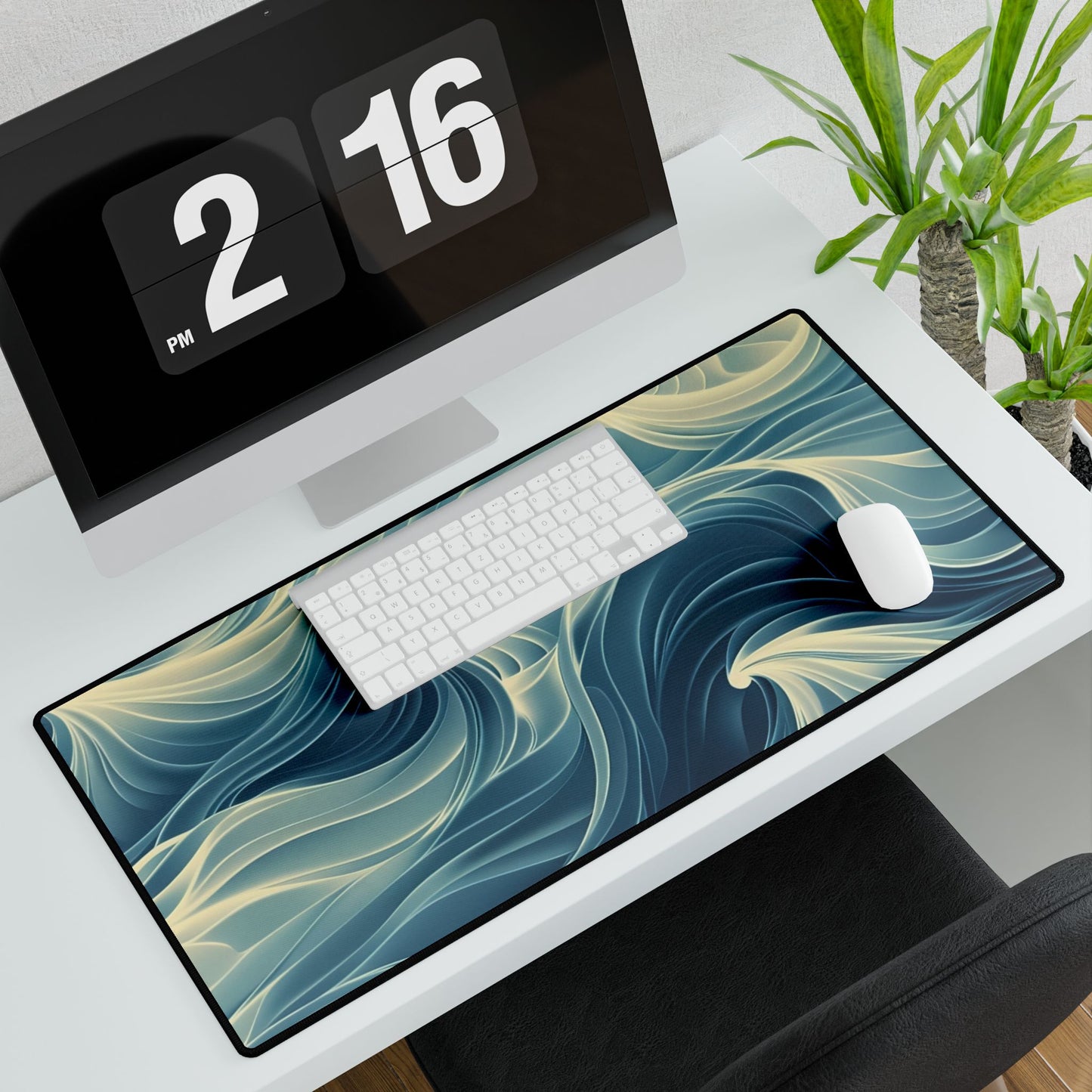 Ocean Wave Desk Mat, Office Decor, Gaming Mouse Pad, Stylish Workspace Accessories, Gift for Students & Creatives
