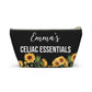 Personalized Celiac Essentials Pouch for Gluten Free Safety Travel Bag with Medical Alert Storage for Kids and Adults with Celiac Disease