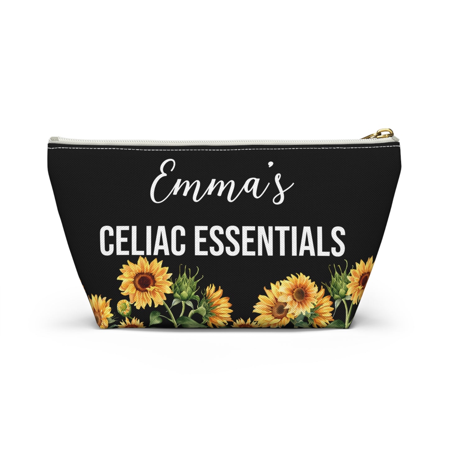 Personalized Celiac Essentials Pouch for Gluten Free Safety Travel Bag with Medical Alert Storage for Kids and Adults with Celiac Disease